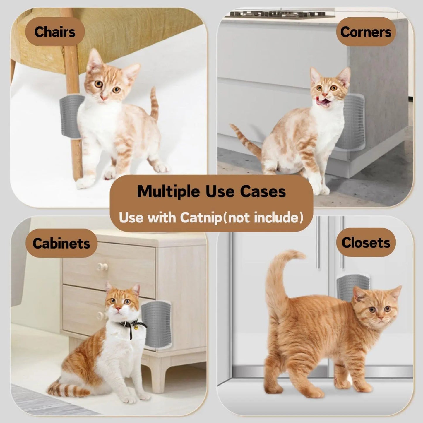 Cat Corner Scratcher Self Groomer without Catnip, 6.2In Soft Cat Face Scratcher Wall Corner Grooming Massage Combs for Long & Short Fur Cats, Fur Remover