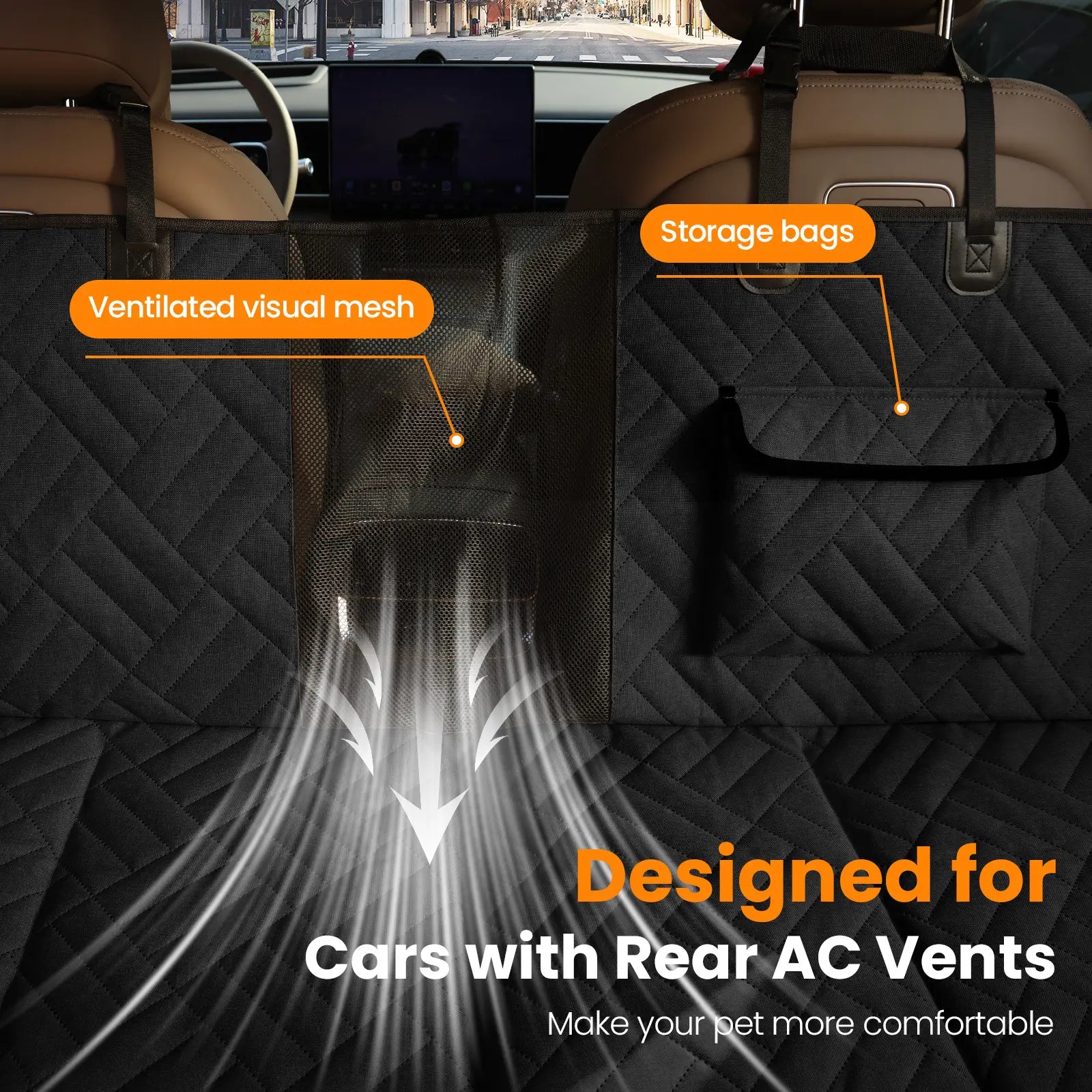 Waterproof Dog Car Seat Cover with Hard Bottom, Anti-Slip Design, Easy to Clean, Mesh Window - Compatible with Most Vehicles