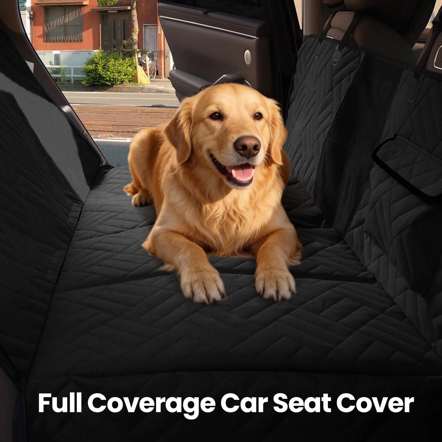 Waterproof Dog Car Seat Cover with Hard Bottom, Anti-Slip Design, Easy to Clean, Mesh Window - Compatible with Most Vehicles