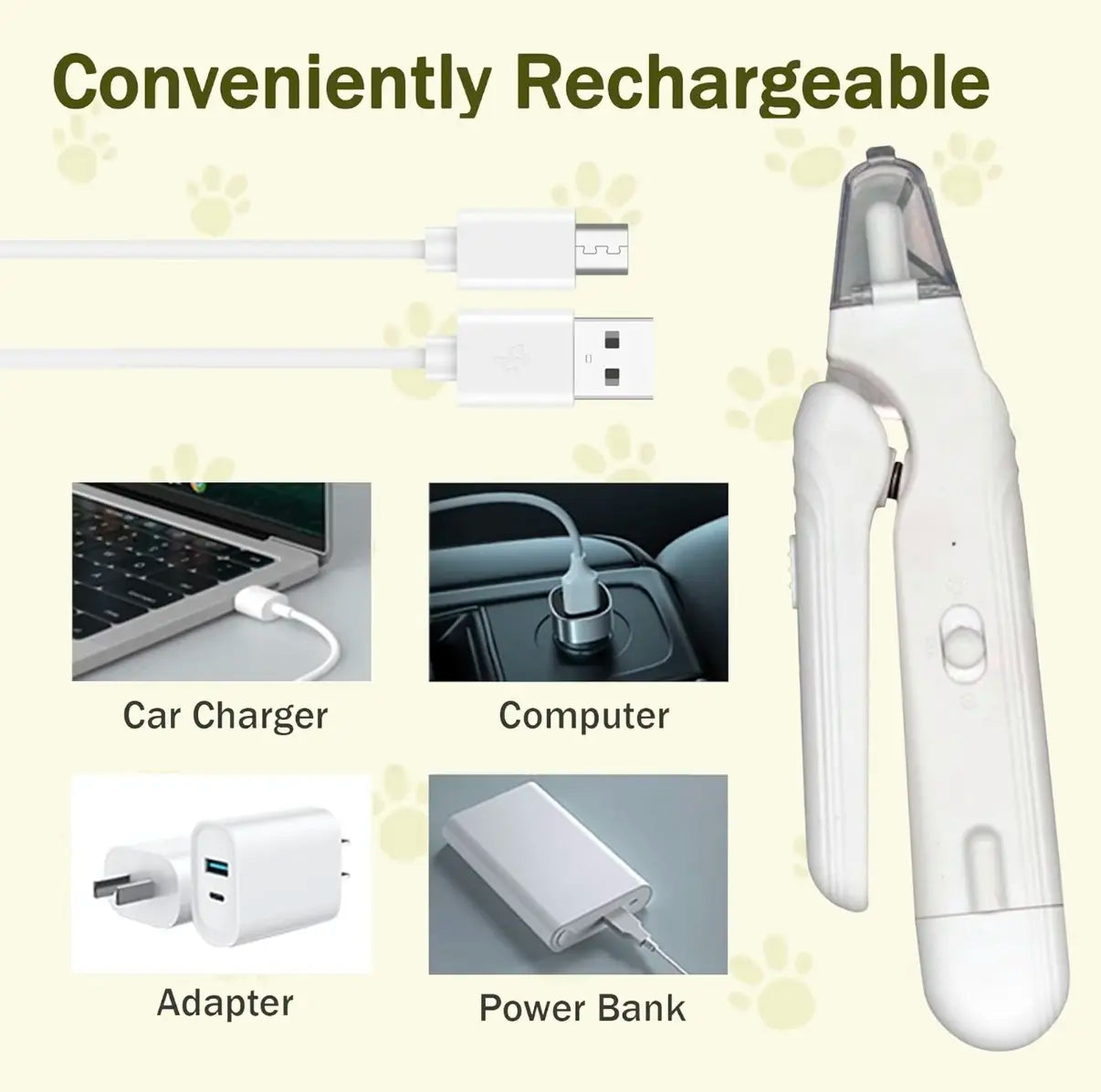 2-In-1 Pet Nail Clipper and Grinder, Ultra Quiet Electric Grooming Tool with LED Light, Rechargeable for Dogs & Cats of All Sizes, Low-Noise Motor for Safe Trimming Tiktokshopspringglowup