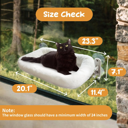 Folding Cat Hammock for Window - Cordless, Machine Washable Bed, Robust Metal Frame, Strong Suction Cups，Cat Window Perch for Cats and Small Dogs