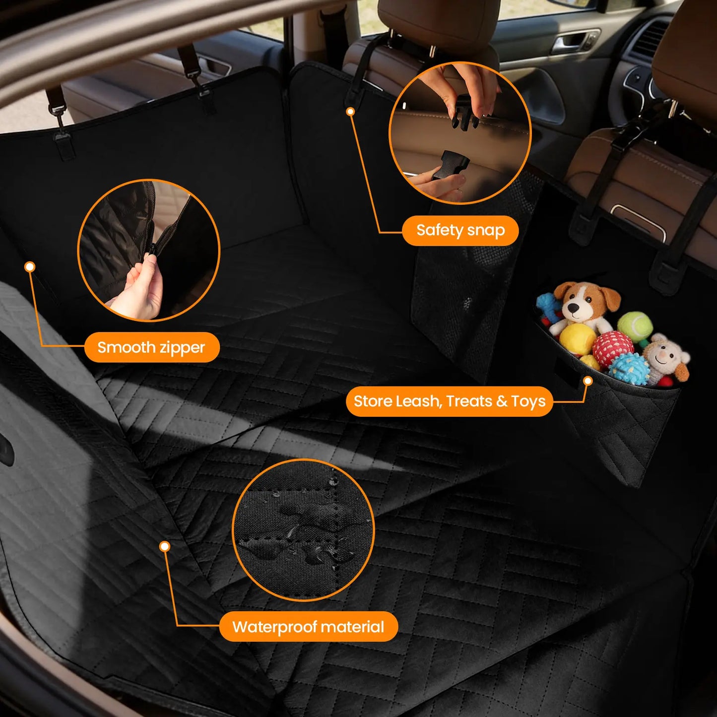 Waterproof Dog Car Seat Cover with Hard Bottom, Anti-Slip Design, Easy to Clean, Mesh Window - Compatible with Most Vehicles