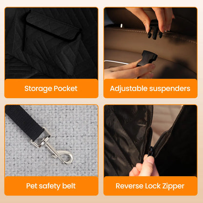 Waterproof Dog Car Seat Cover with Hard Bottom, Anti-Slip Design, Easy to Clean, Mesh Window - Compatible with Most Vehicles