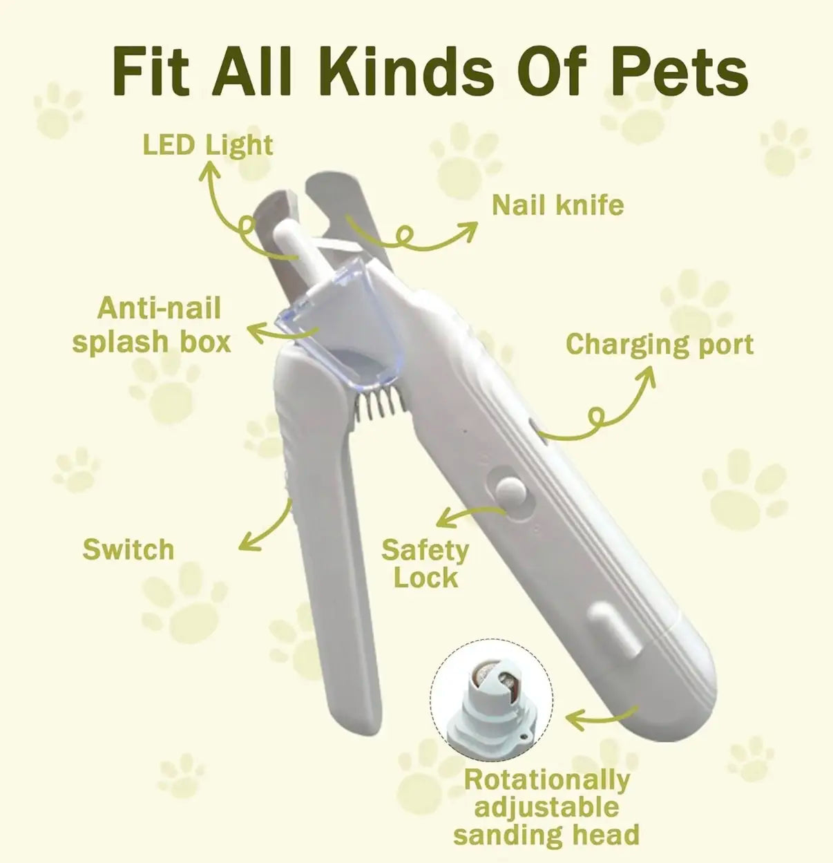 2-In-1 Pet Nail Clipper and Grinder, Ultra Quiet Electric Grooming Tool with LED Light, Rechargeable for Dogs & Cats of All Sizes, Low-Noise Motor for Safe Trimming Tiktokshopspringglowup