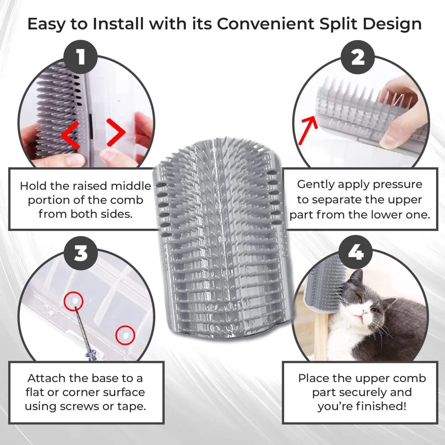 Cat Corner Scratcher Self Groomer without Catnip, 6.2In Soft Cat Face Scratcher Wall Corner Grooming Massage Combs for Long & Short Fur Cats, Fur Remover