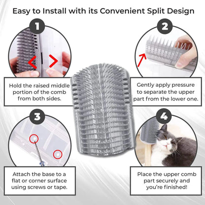 Cat Corner Scratcher Self Groomer without Catnip, 6.2In Soft Cat Face Scratcher Wall Corner Grooming Massage Combs for Long & Short Fur Cats, Fur Remover