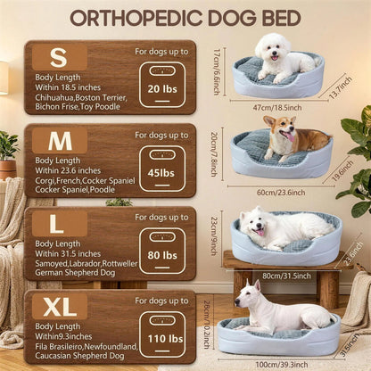 Comhoma Orthopedic Dog Bed & Cat Bed, 360° Bolstered Cuddler Pet Bed with Non-Slip Bottom, Granular Sponge Soft Washable Nest Bed for Small Medium Large Dogs & Cats, Multiple Sizes