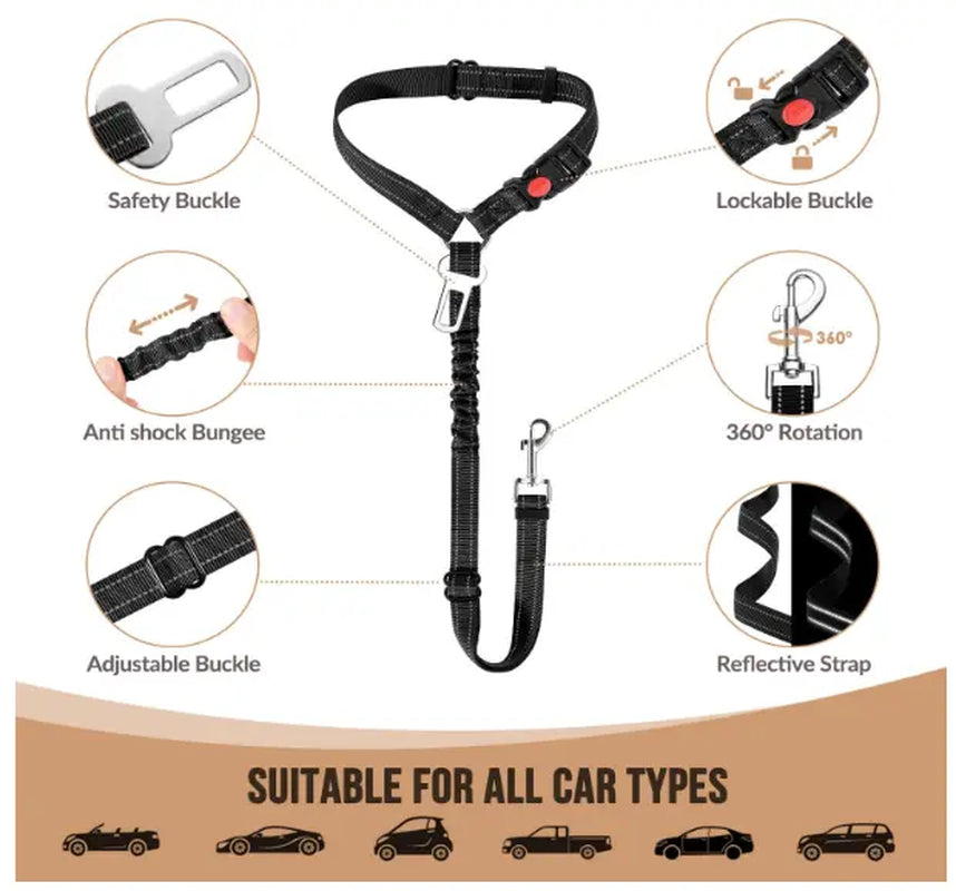 Adjustable Headrest Dog Car Safety Seat Belt – Multifunctional Leash for Secure Travel and Peace of Mind for Dog Owners