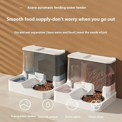 Elevated 2-In-1 Cat Bowl & Automatic Water Dispenser Pet Feeding Station for Dogs and Cats Easy Access to Food and Water Pet Care