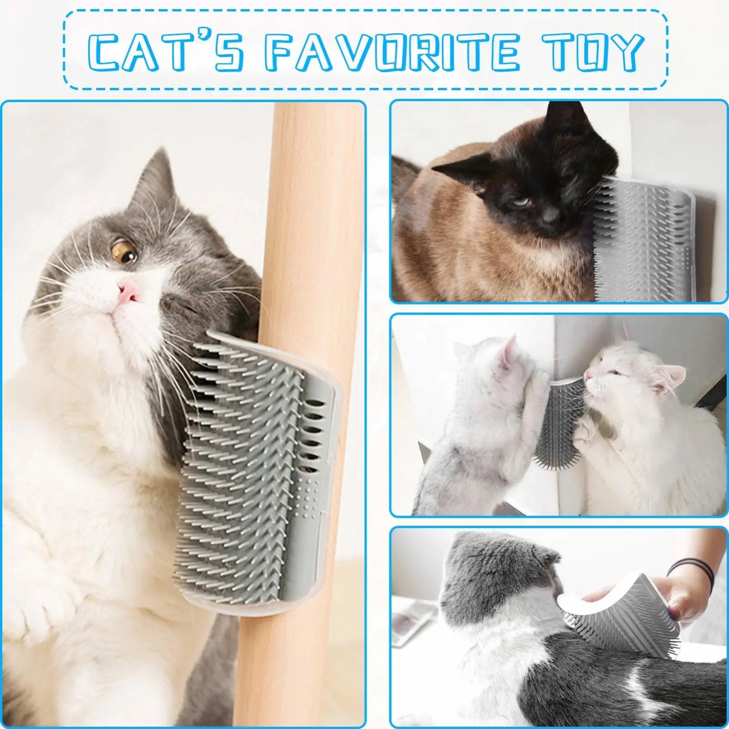 Cat Corner Scratcher Self Groomer without Catnip, 6.2In Soft Cat Face Scratcher Wall Corner Grooming Massage Combs for Long & Short Fur Cats, Fur Remover