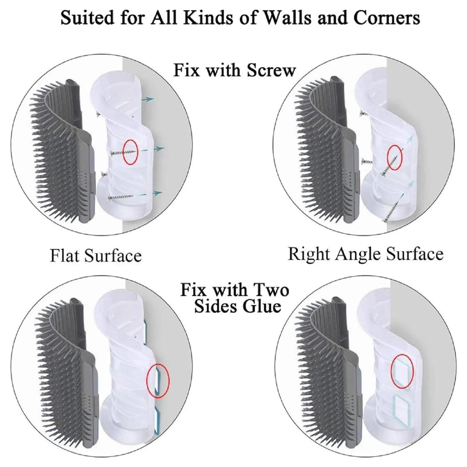 Cat Corner Scratcher Self Groomer without Catnip, 6.2In Soft Cat Face Scratcher Wall Corner Grooming Massage Combs for Long & Short Fur Cats, Fur Remover