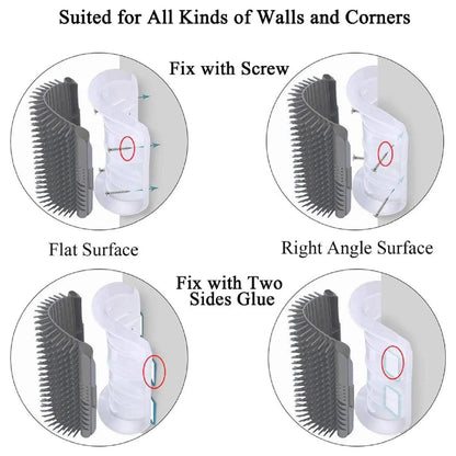 Cat Corner Scratcher Self Groomer without Catnip, 6.2In Soft Cat Face Scratcher Wall Corner Grooming Massage Combs for Long & Short Fur Cats, Fur Remover