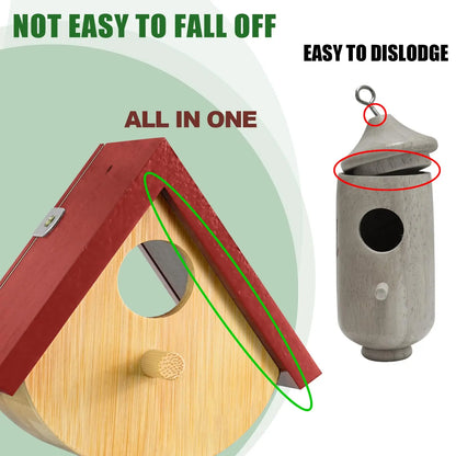 2 Pack Hummingbird House, Window View Wooden Bird Houses for outside Hummingbird Houses for Nesting, Hanging Chickadee House for Indoor Outdoor with Hemp Ropes