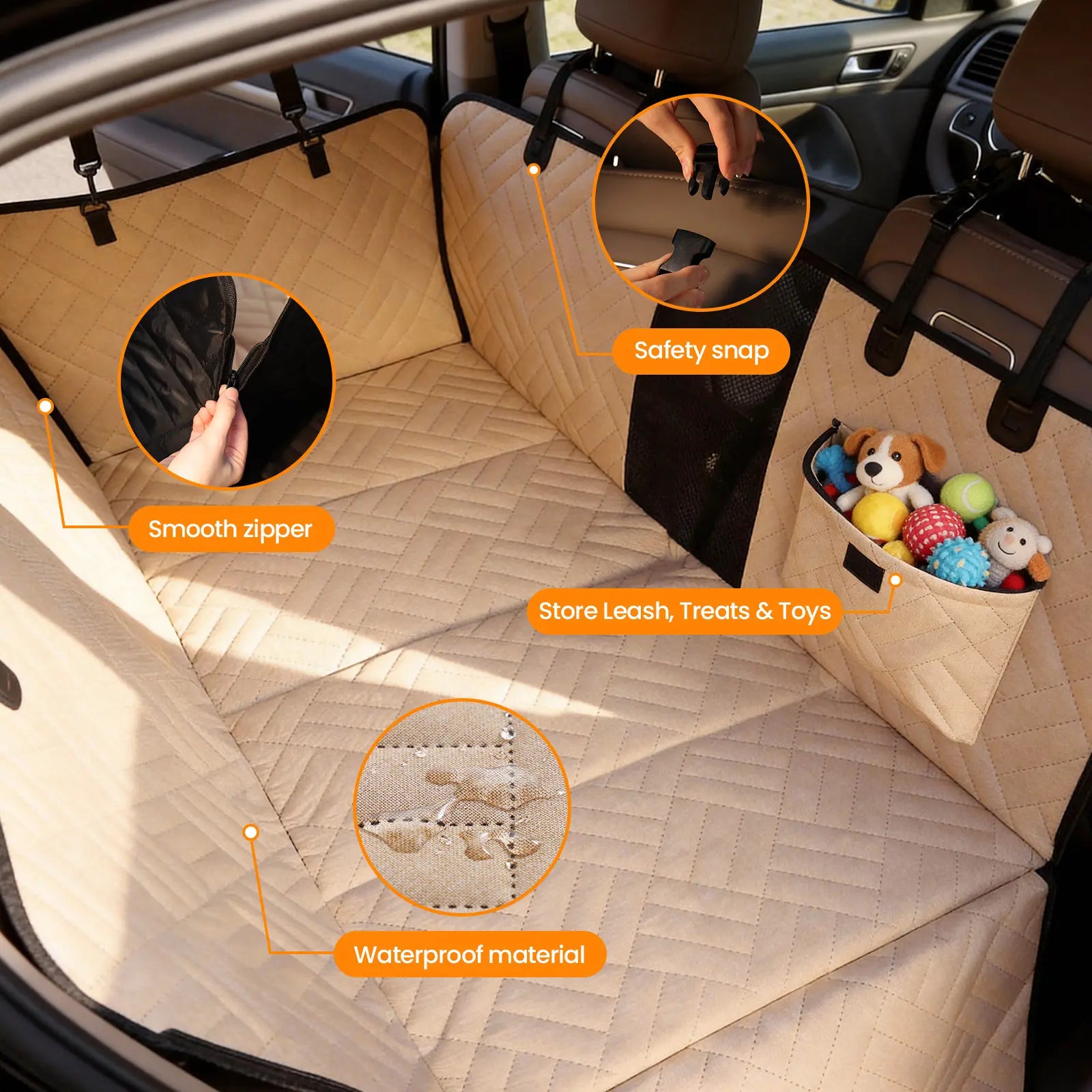 Waterproof Dog Car Seat Cover with Hard Bottom, Anti-Slip Design, Easy to Clean, Mesh Window - Compatible with Most Vehicles