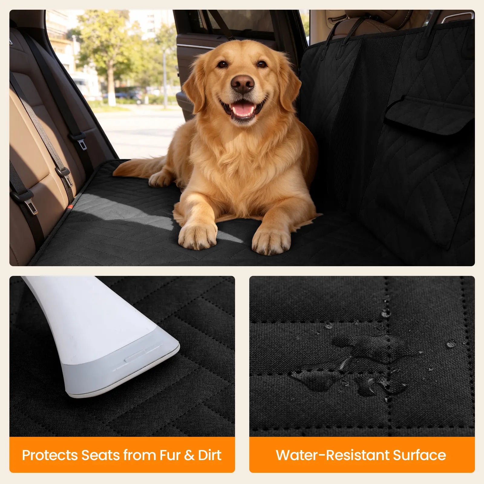 Waterproof Dog Car Seat Cover with Hard Bottom, Anti-Slip Design, Easy to Clean, Mesh Window - Compatible with Most Vehicles