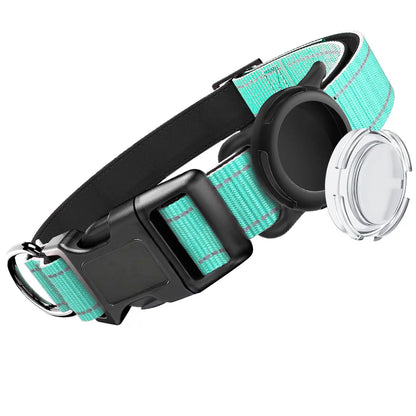 Airtag Dog Collar with Waterproof Airtag Case, Reflective Soft Padded & Safety Air Tag Pet Collar Adjustable for Large Dogs