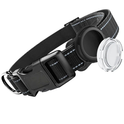 Airtag Dog Collar with Waterproof Airtag Case, Reflective Soft Padded & Safety Air Tag Pet Collar Adjustable for Large Dogs