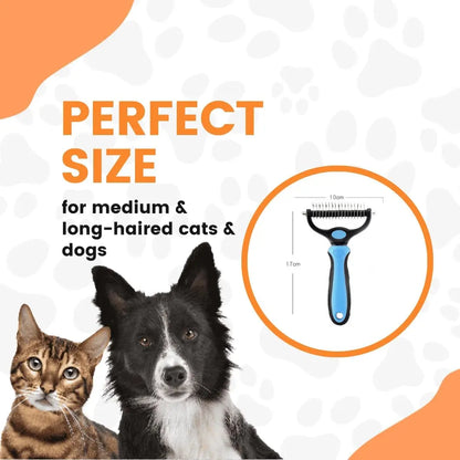 Stainless Steel Double-Sided Pet Detangling Comb - 1 PCS Dog & Cat Grooming Shedding Brush, Hair Care Products with Optimal Blade Spacing for Reducing Matting and Fur Removal