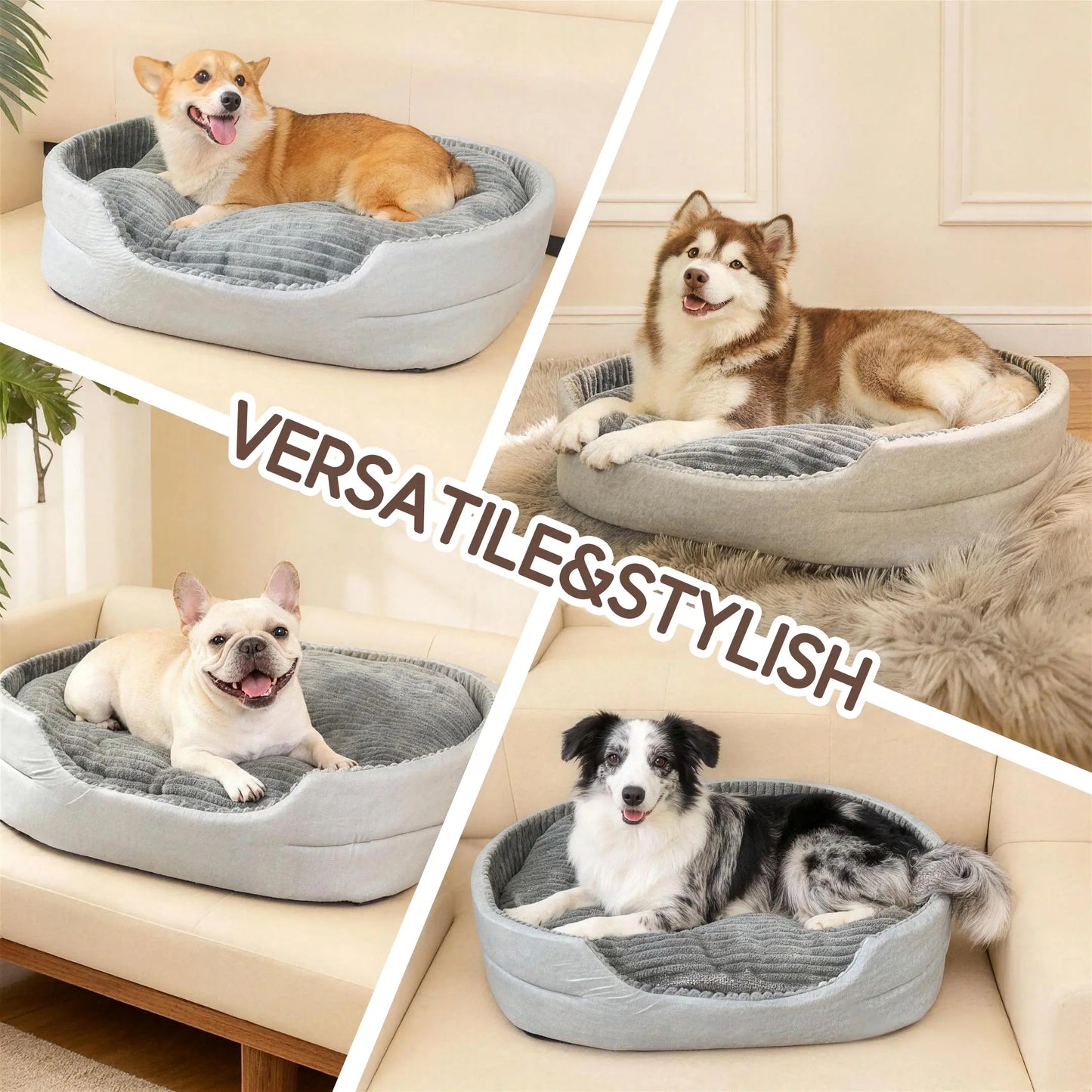 Comhoma Orthopedic Dog Bed & Cat Bed, 360° Bolstered Cuddler Pet Bed with Non-Slip Bottom, Granular Sponge Soft Washable Nest Bed for Small Medium Large Dogs & Cats, Multiple Sizes