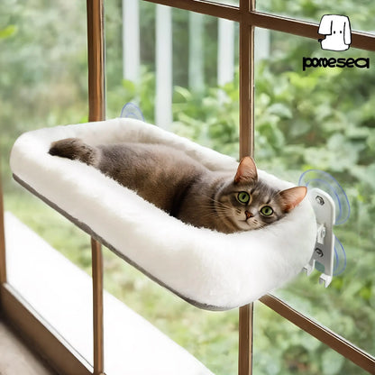 Folding Cat Hammock for Window - Cordless, Machine Washable Bed, Robust Metal Frame, Strong Suction Cups，Cat Window Perch for Cats and Small Dogs