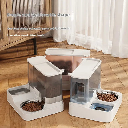 Elevated 2-In-1 Cat Bowl & Automatic Water Dispenser Pet Feeding Station for Dogs and Cats Easy Access to Food and Water Pet Care