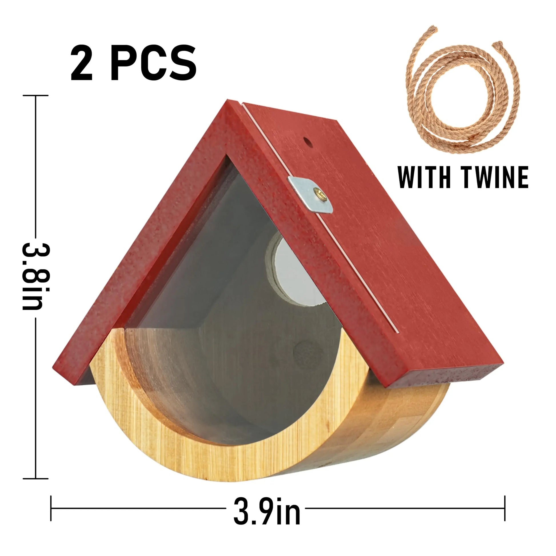 2 Pack Hummingbird House, Window View Wooden Bird Houses for outside Hummingbird Houses for Nesting, Hanging Chickadee House for Indoor Outdoor with Hemp Ropes