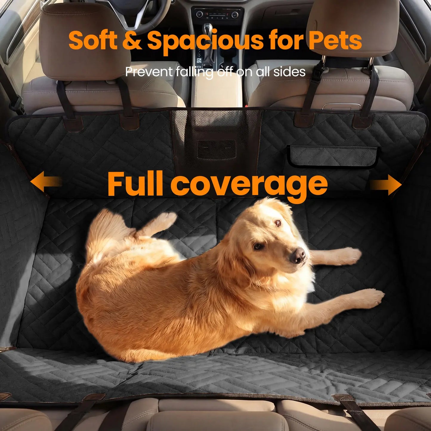 Waterproof Dog Car Seat Cover with Hard Bottom, Anti-Slip Design, Easy to Clean, Mesh Window - Compatible with Most Vehicles