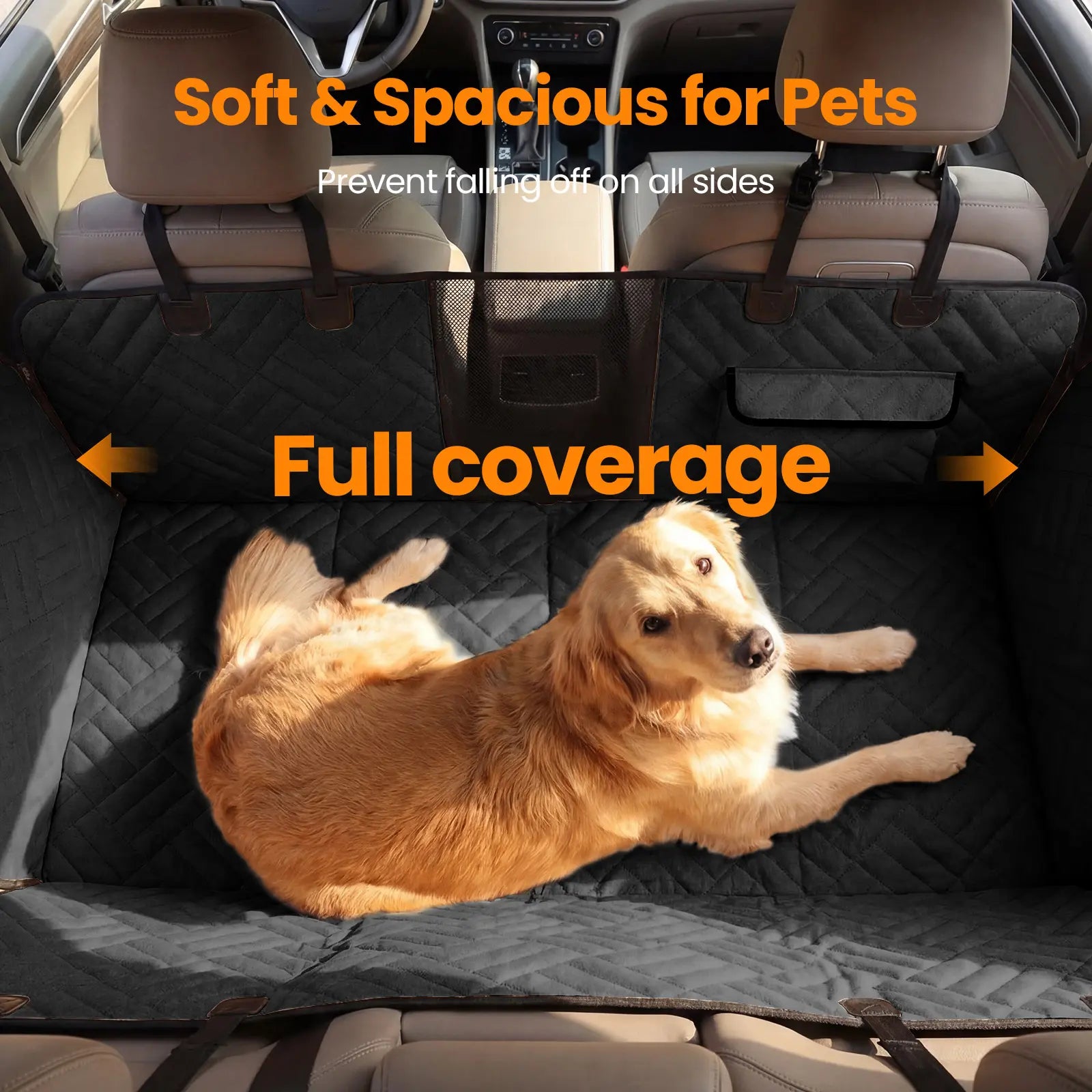 Waterproof Dog Car Seat Cover with Hard Bottom, Anti-Slip Design, Easy to Clean, Mesh Window - Compatible with Most Vehicles