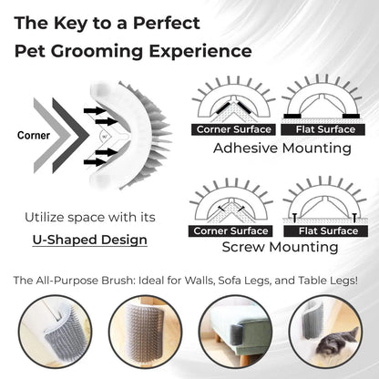 Cat Corner Scratcher Self Groomer without Catnip, 6.2In Soft Cat Face Scratcher Wall Corner Grooming Massage Combs for Long & Short Fur Cats, Fur Remover